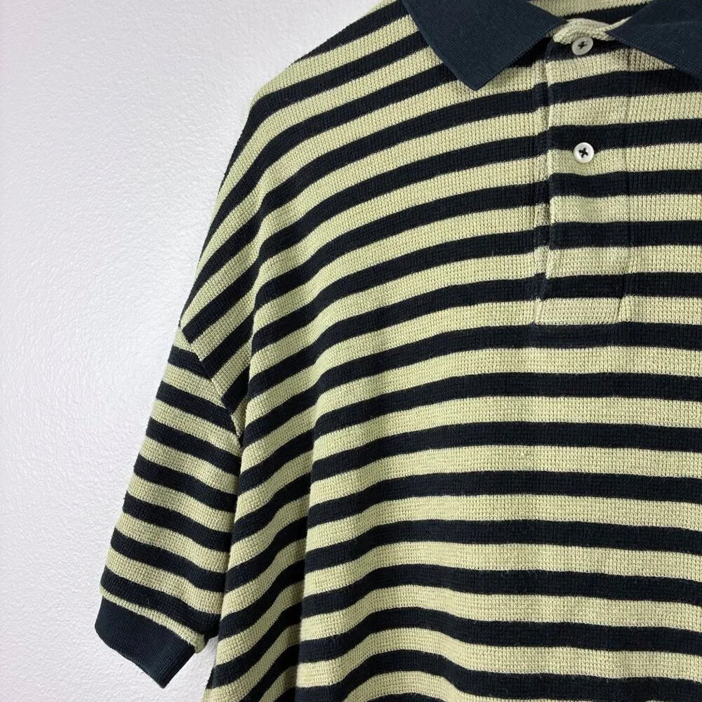 VTG Polo Ralph Lauren Striped Polo Top Green Black Size XL Preppy